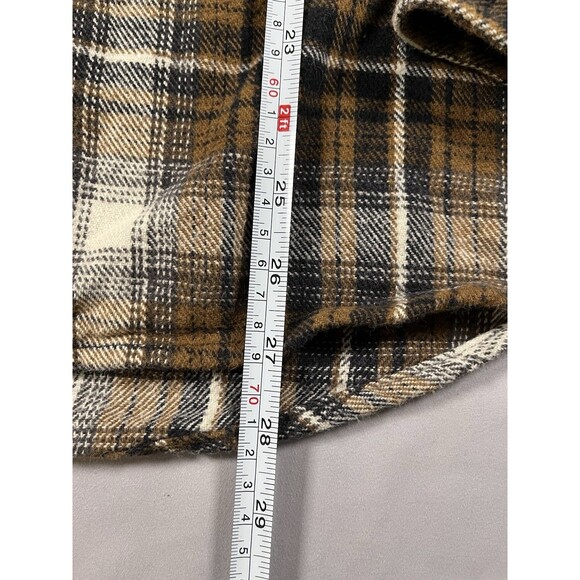 Wolverine Men’s Flannel Shirt XL Brown Black Plaid Long Sleeve ButtonUp Workwear - Picture 7 of 13